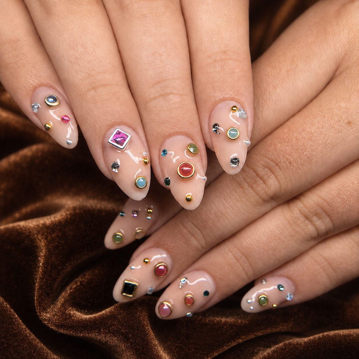 Luxury jeweled manicure by Nail Lit